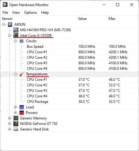 హార్డ్వేర్ మానిటర్ని తెరవండి